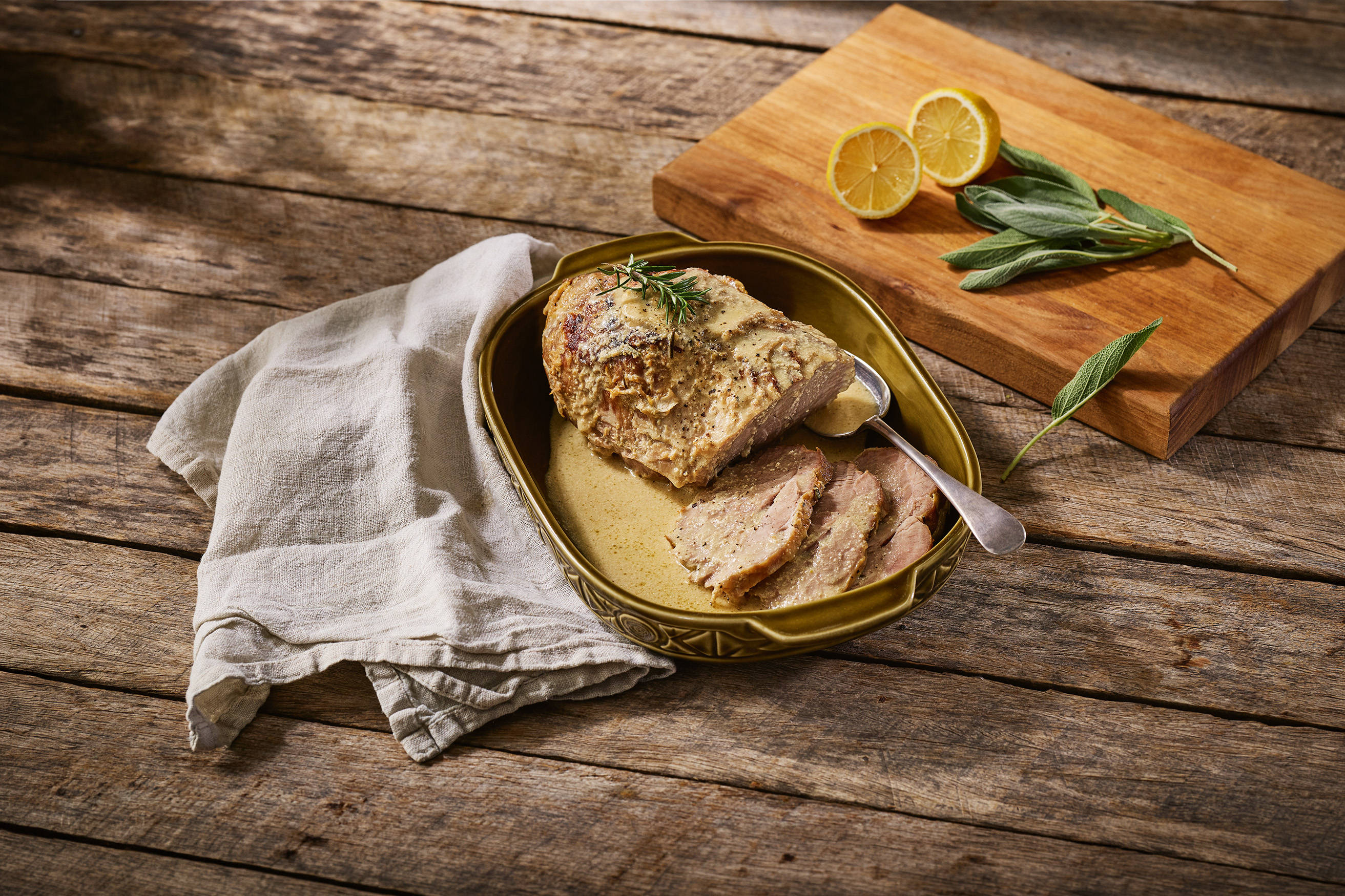 Milk-braised Pork with Lemon, Sage and Rosemary Recipe