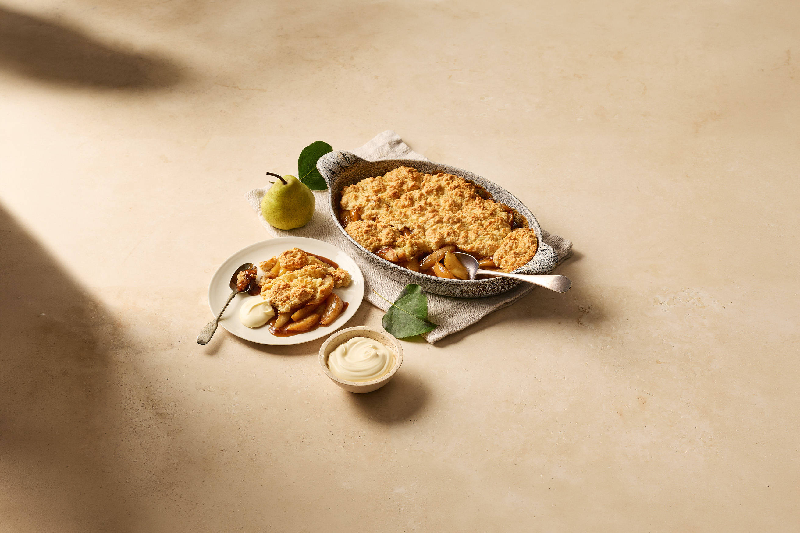 Cinnamon and Ginger Spiced Pear Buttermilk Cobbler Recipe