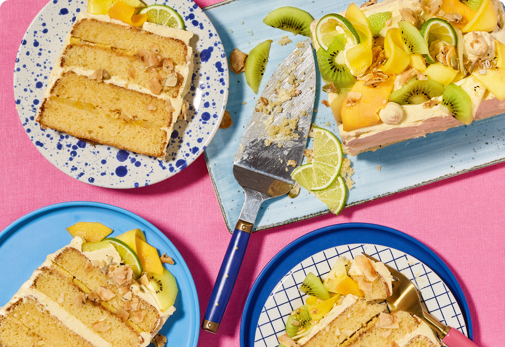Spring seasonal recipes image of cake with kiwi
