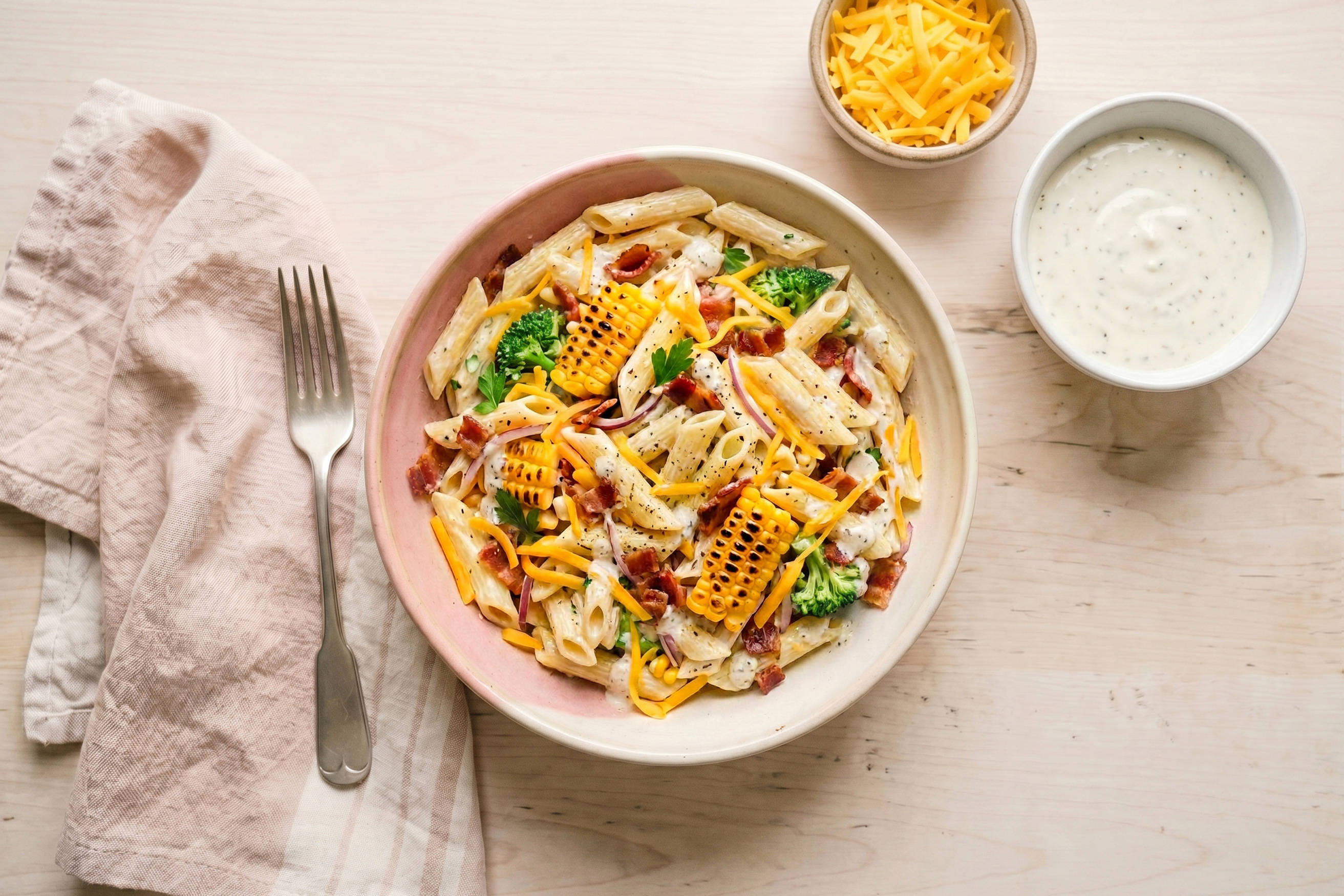 Bacon Ranch Penne Pasta Salad Recipe