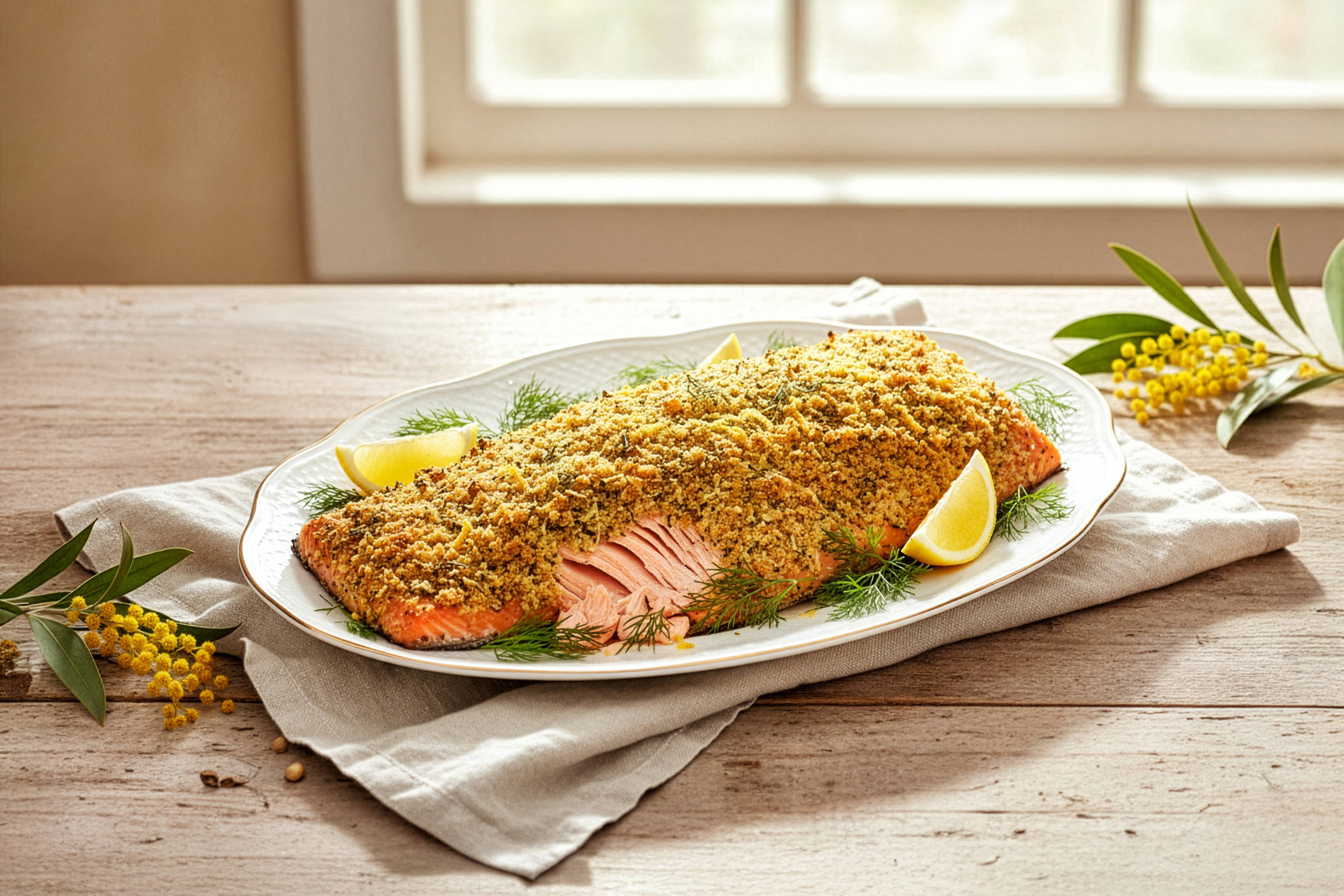 Baked Salmon Side with Herb & Citrus Crust Recipe
