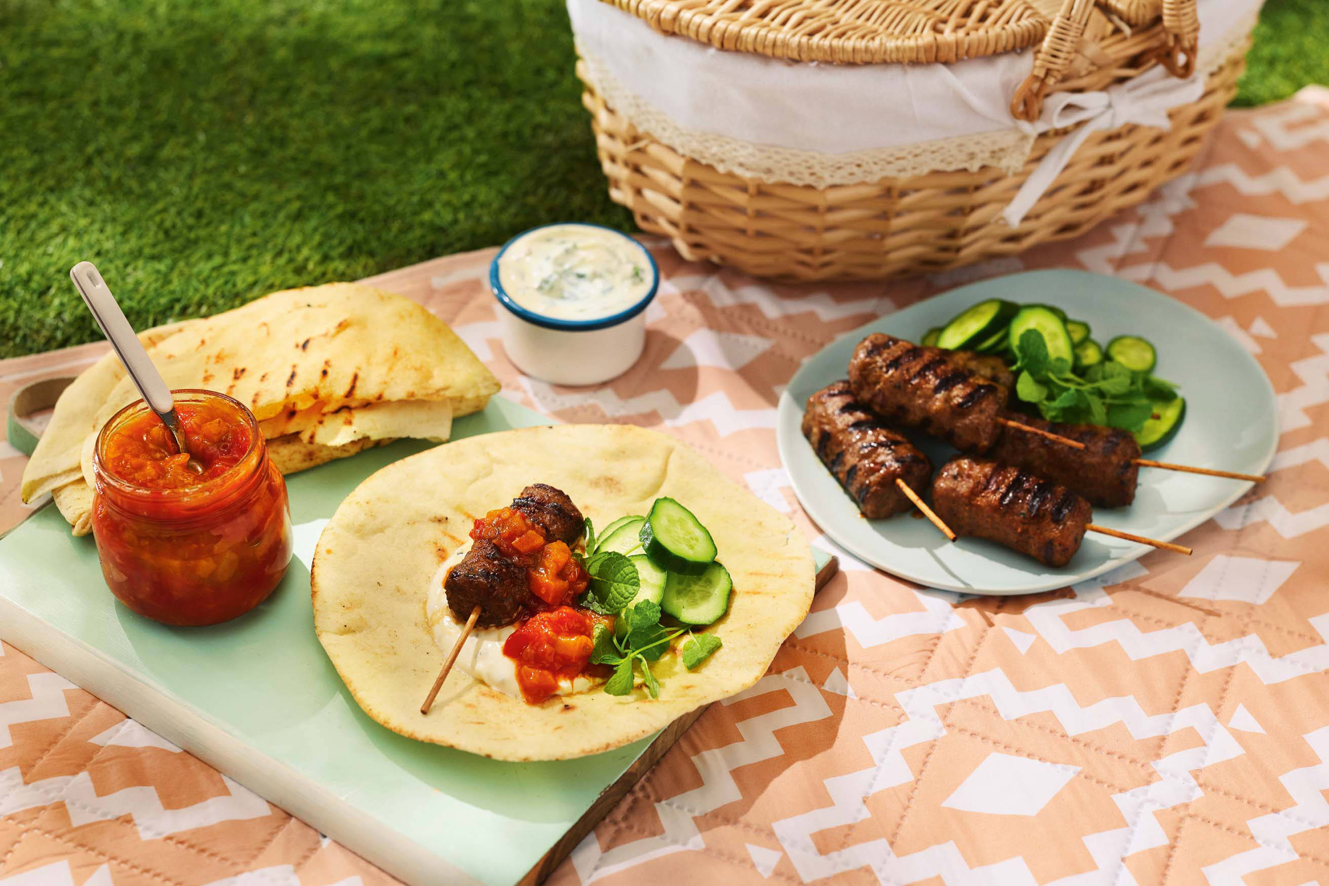 Beef Koftas with Yogurt and Nectarine Relish  Recipe