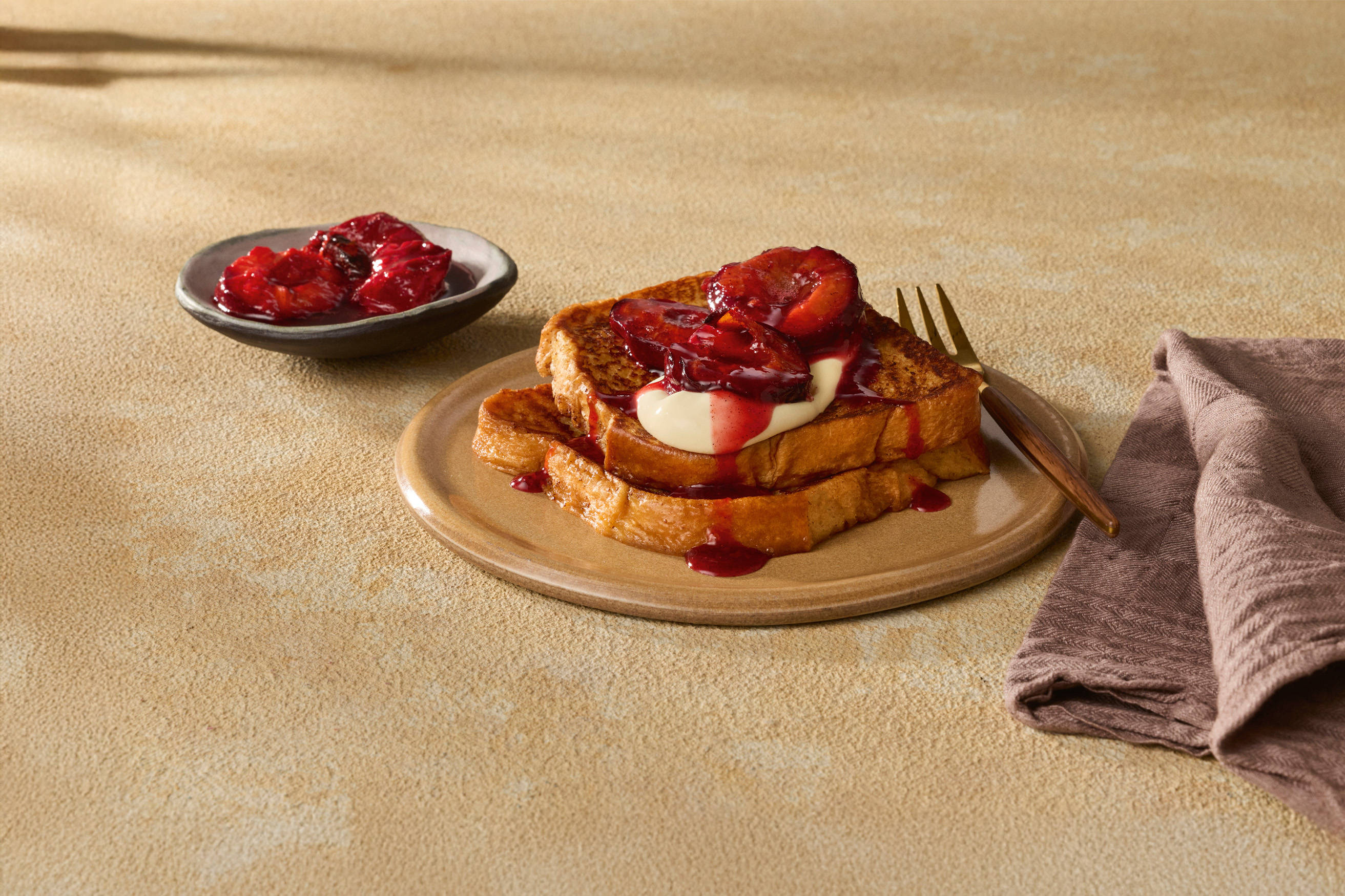 Brioche Pain Perdu with Spice-roasted Plums Recipe