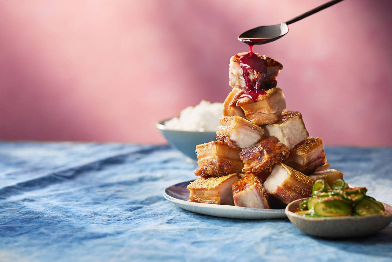 Crackling Pork Belly with Plum Sauce