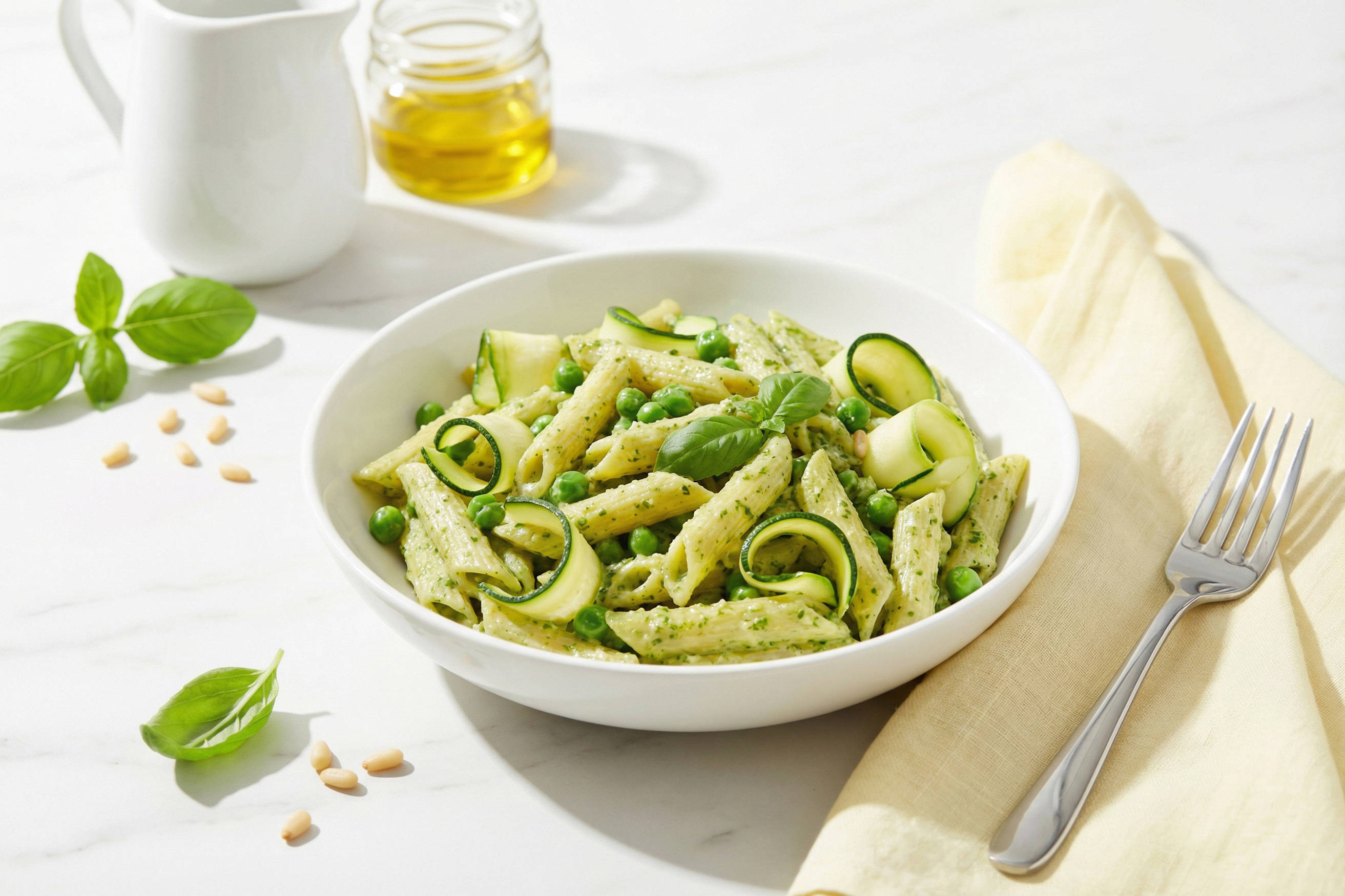Creamy Pesto and Pea Pasta Skillet