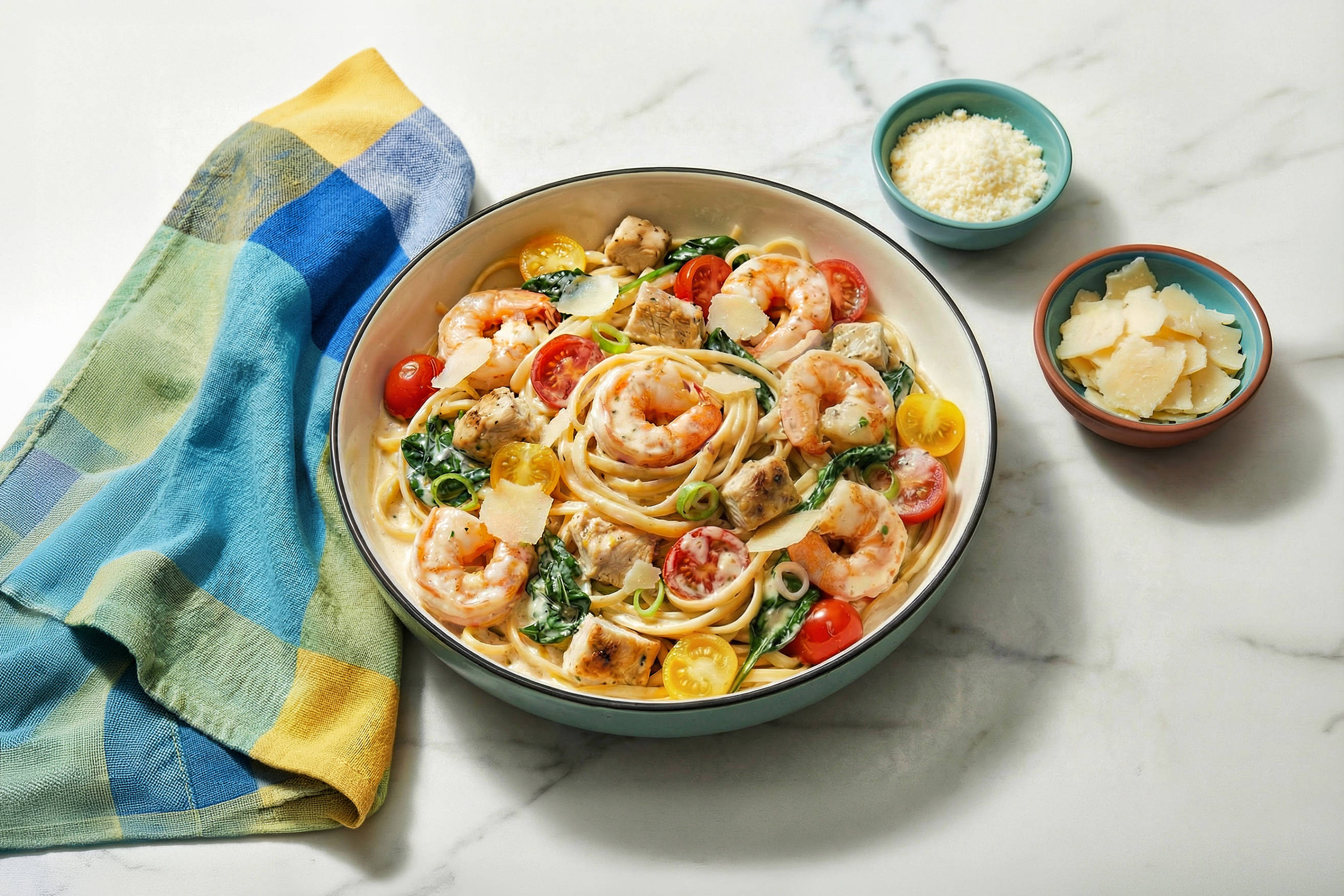 Creamy Chicken and Prawn Linguine Recipe