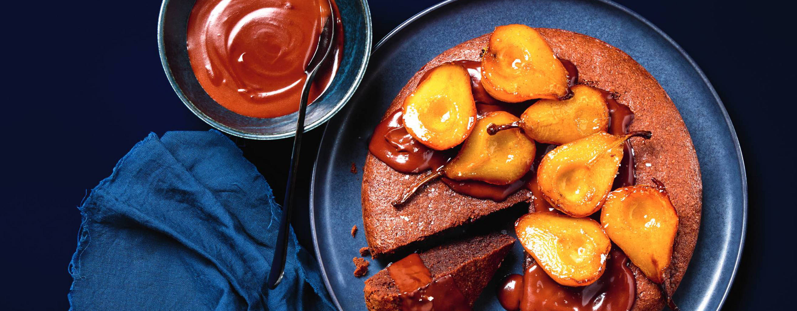 Flourless Chocolate Almond Cake with Roasted Pears-image