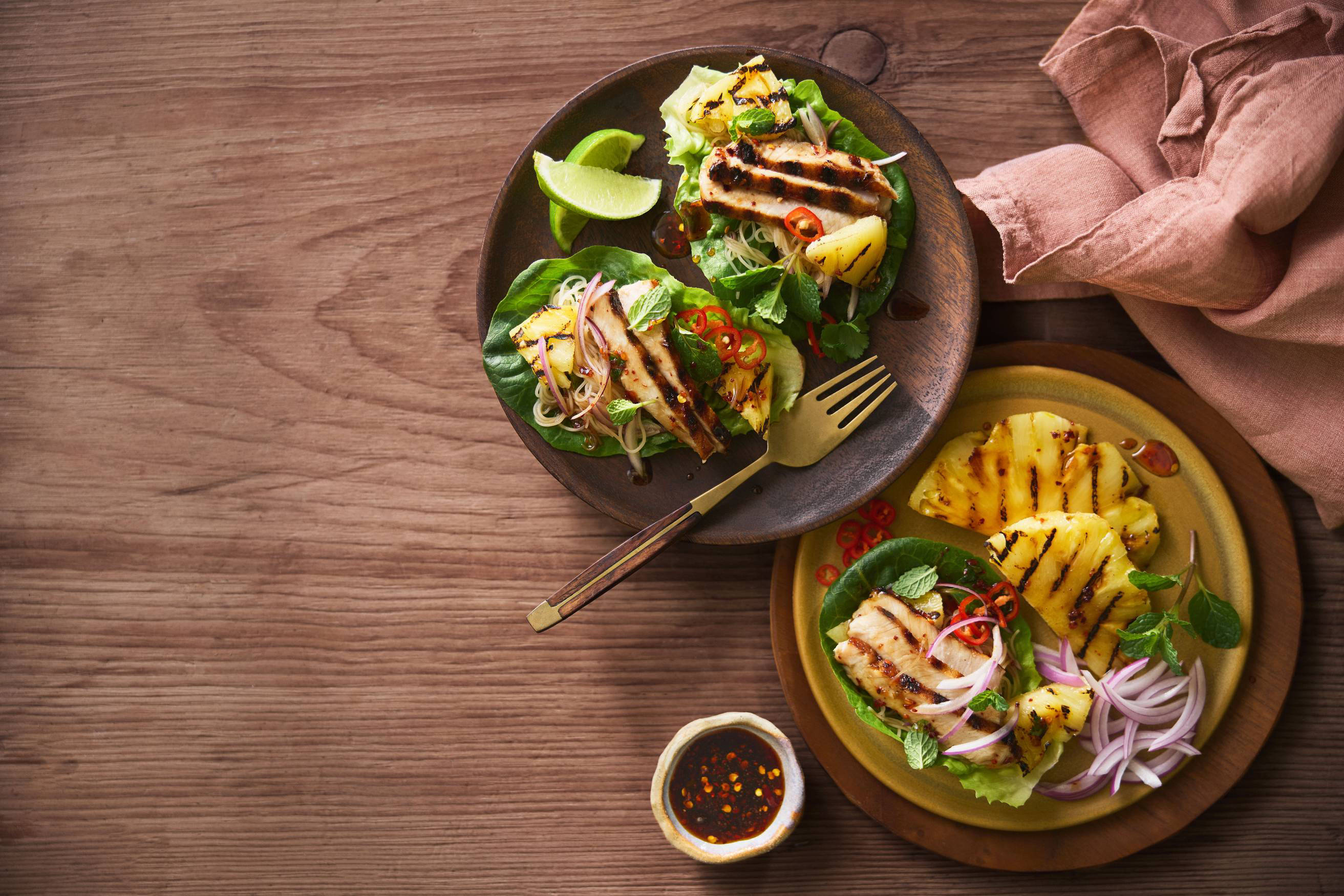 Glazed Pork and Pineapple Lettuce Cups