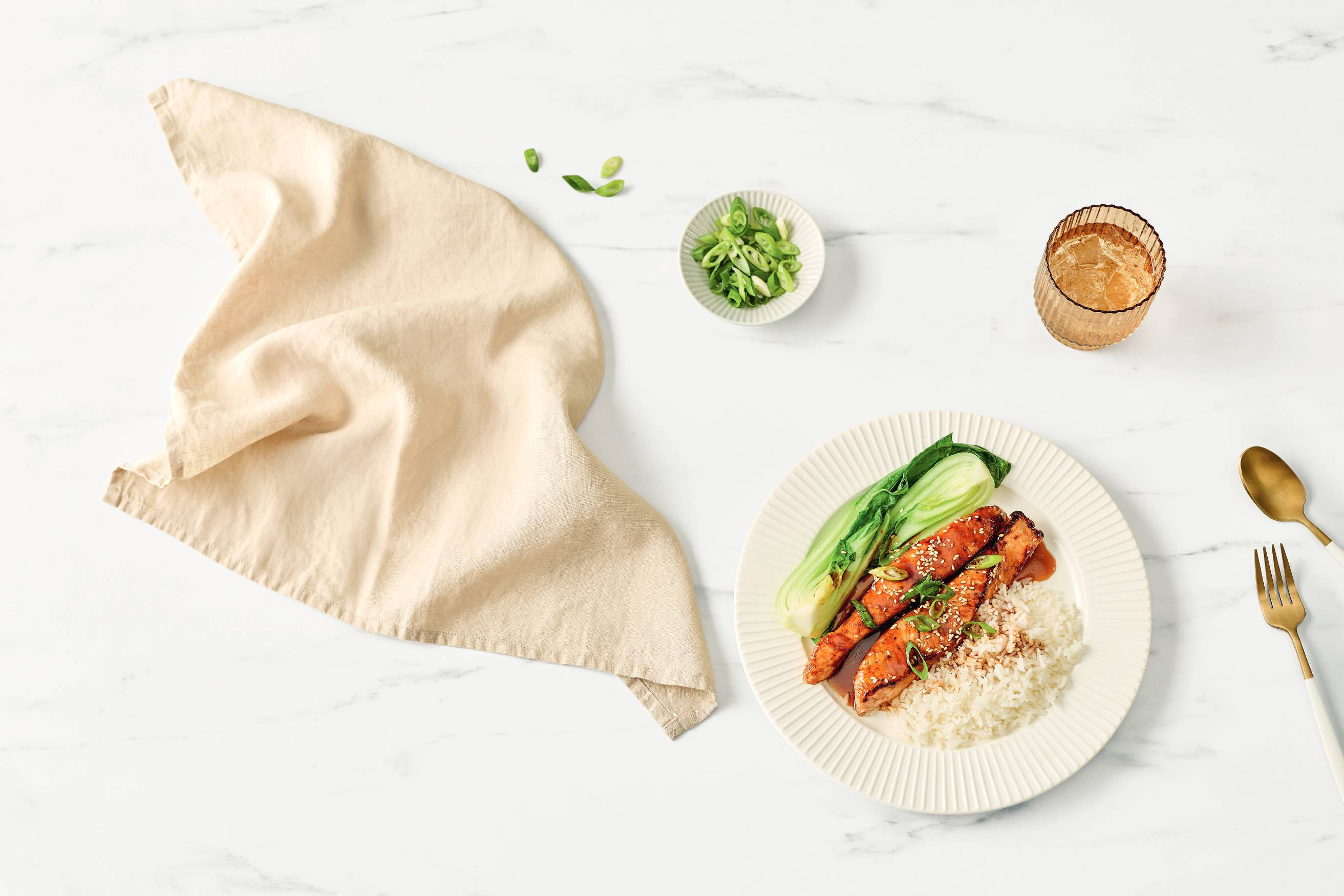 Honey, Soy and Garlic Glazed Salmon with Rice Recipe