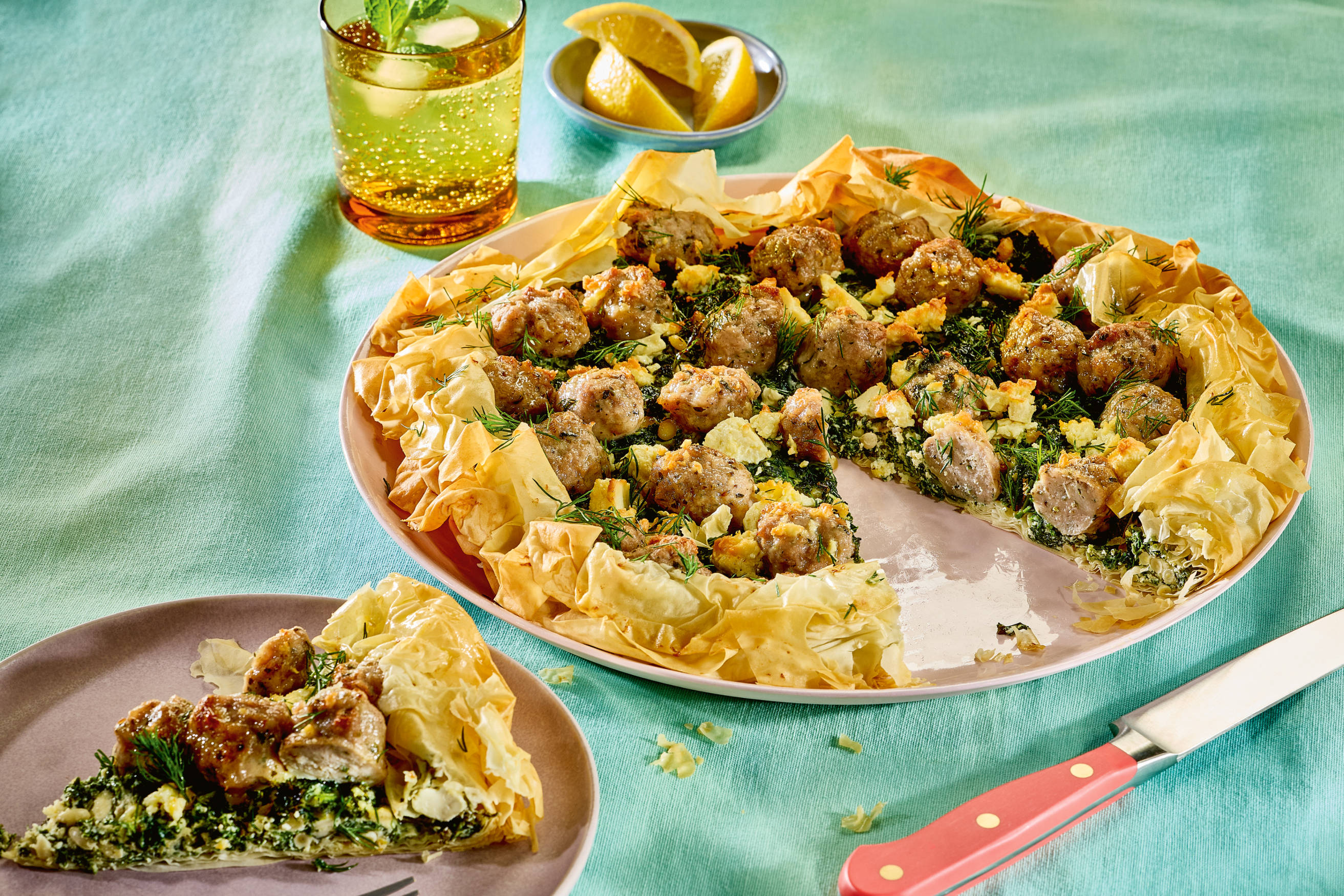 Pork Sausage, Kale and Fetta Filo Tart Recipe