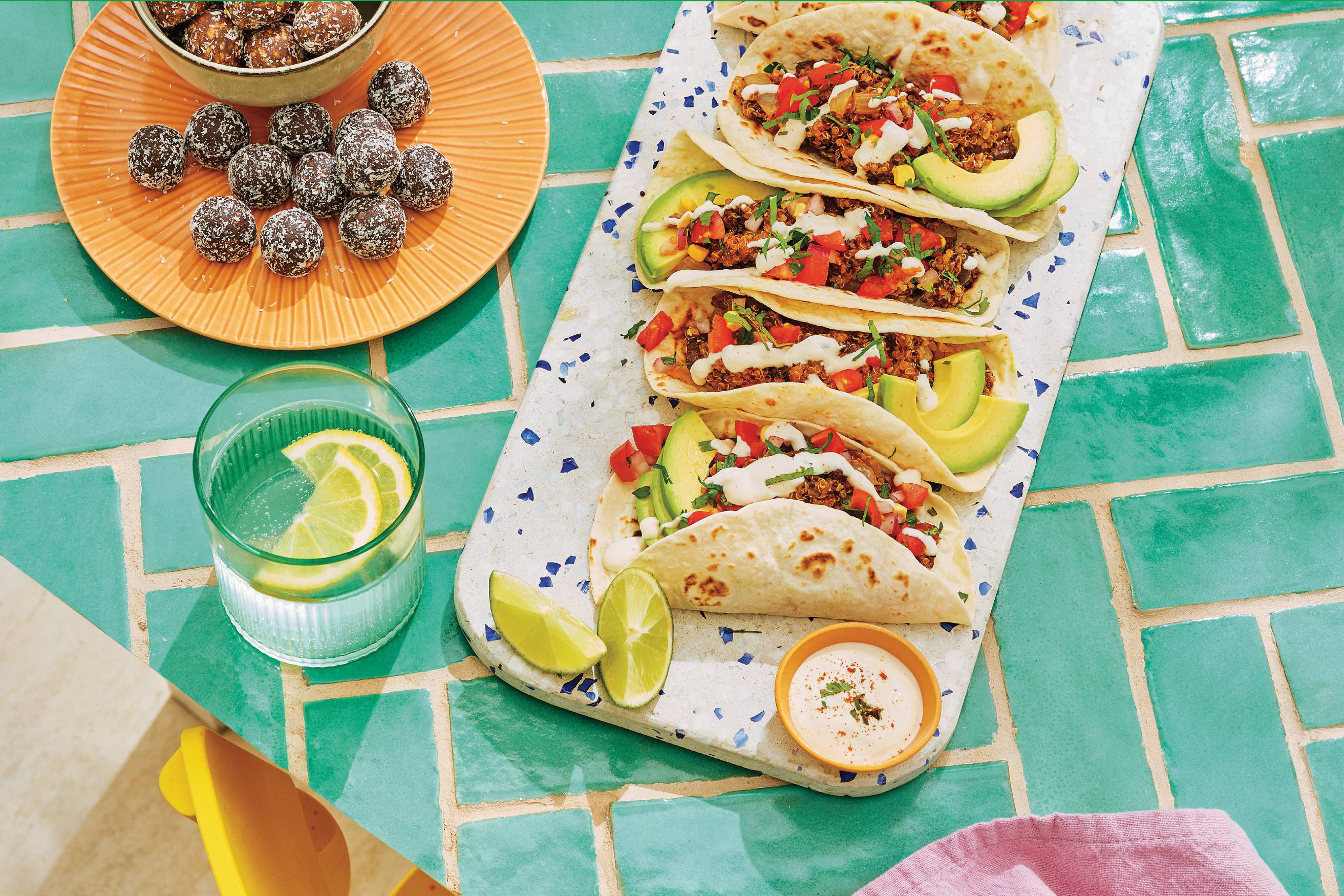 Quinoa Black Bean Tacos with Cilantro Lime Crema Recipe