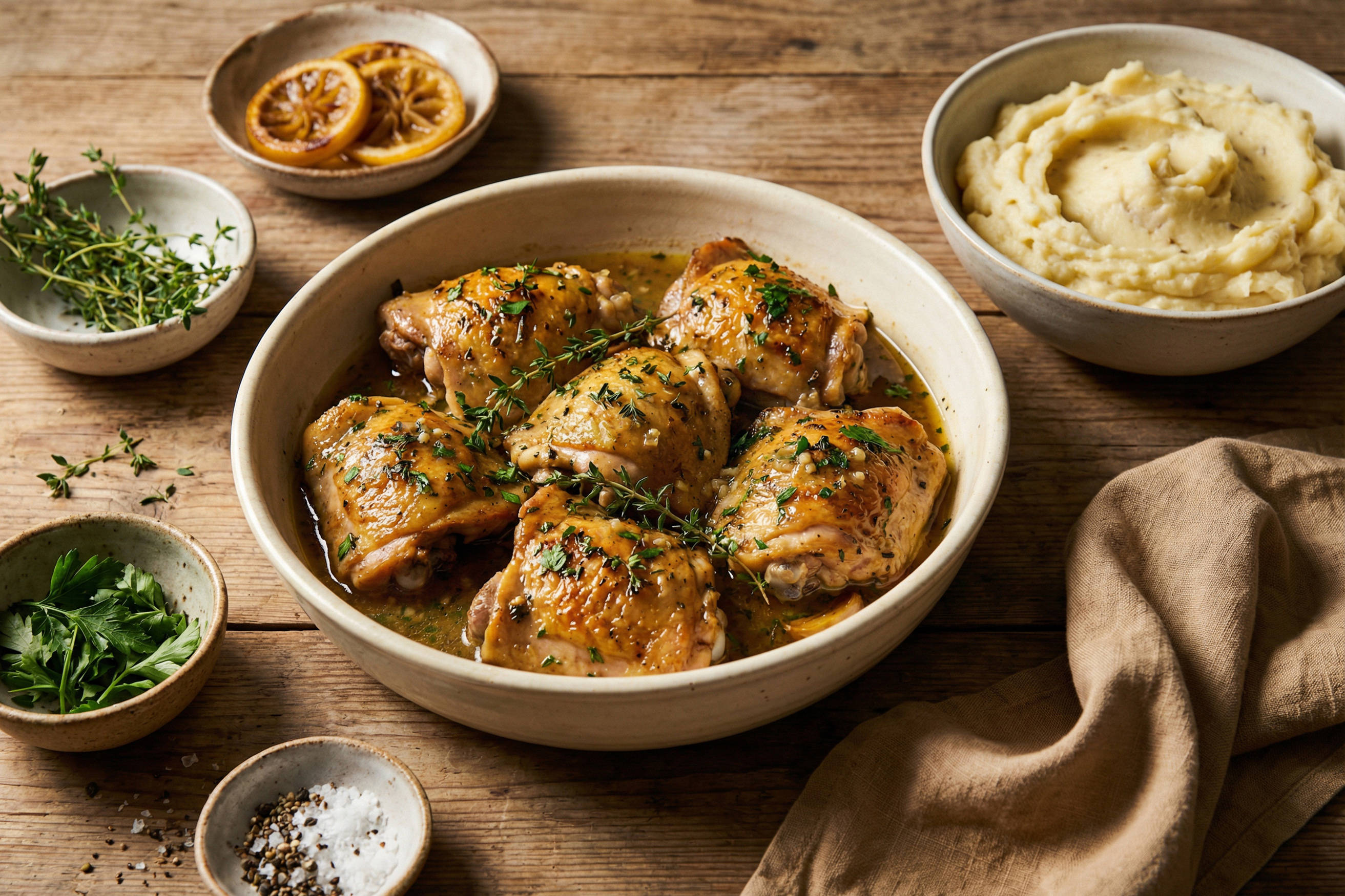 Slow Cooker Herb and Garlic Chicken Thighs