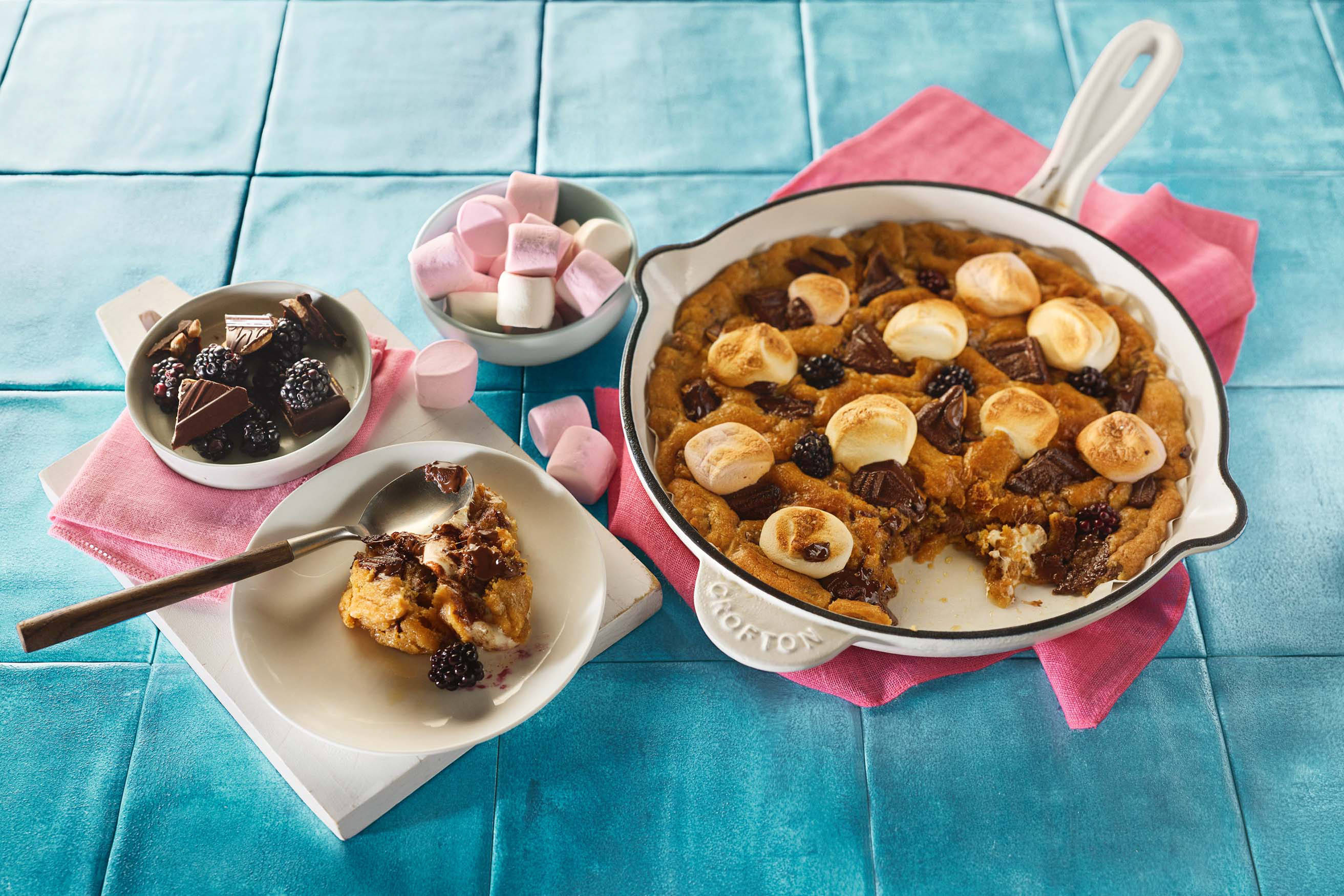 Smores Skillet Cookie with Blackberries Recipe