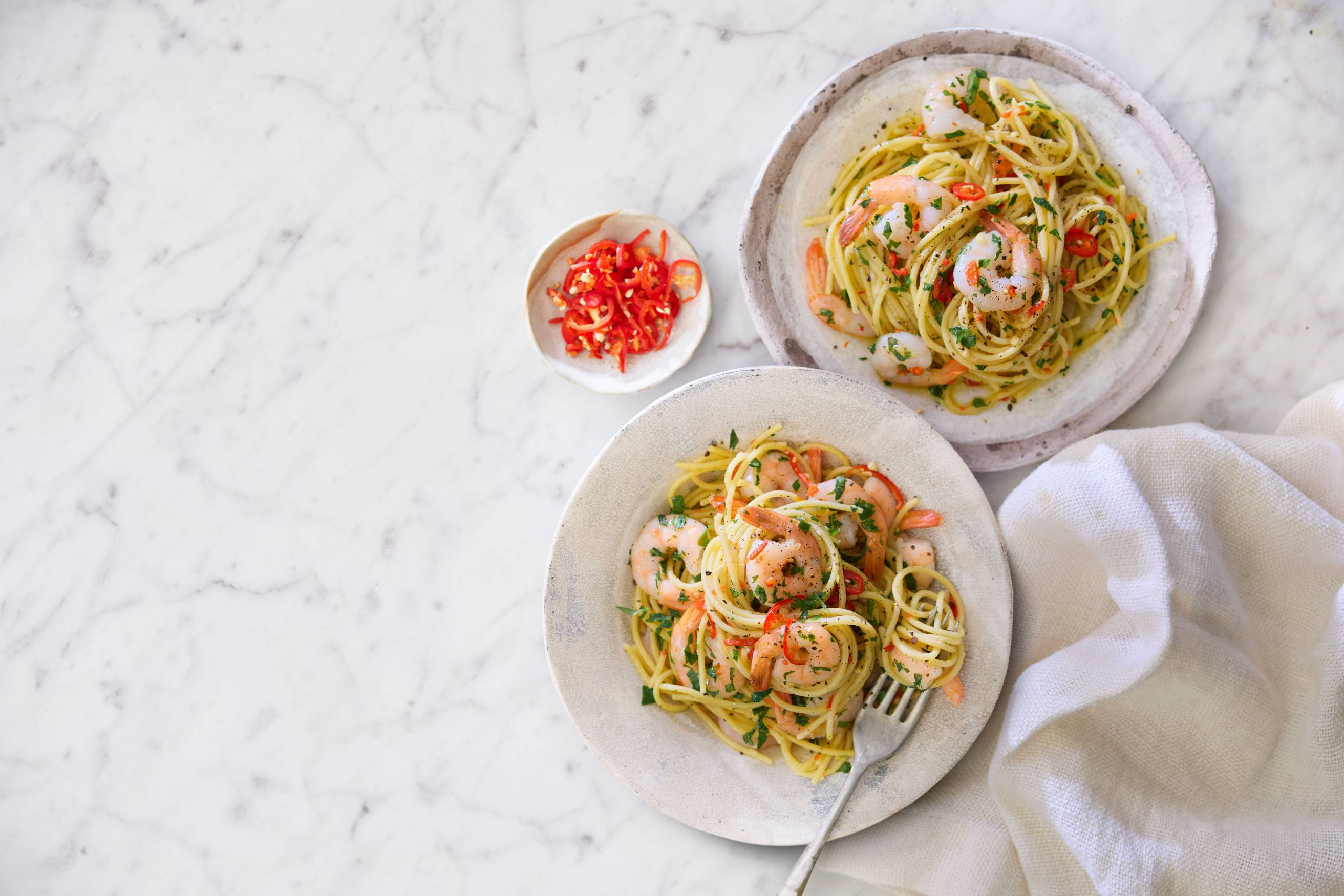 Spicy Prawn Linguini Aglio e Olio
