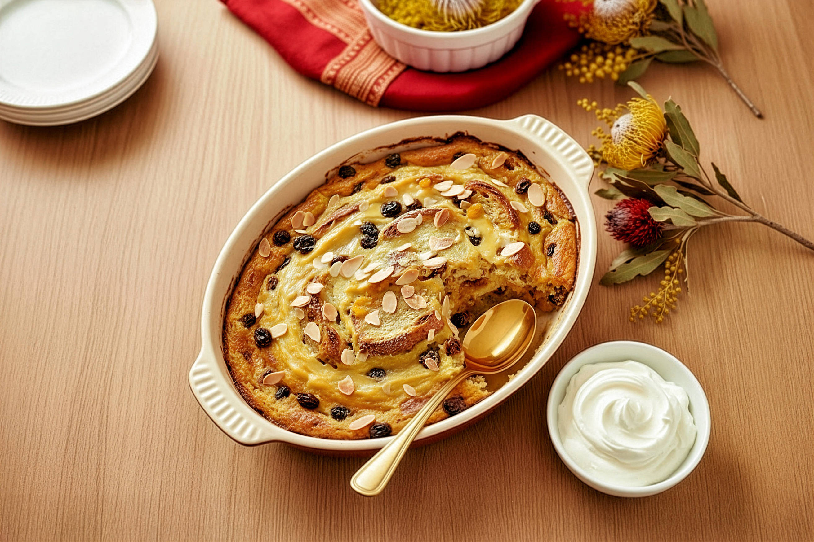 Stollen Bread & Butter Pudding with Orange Custard Recipe
