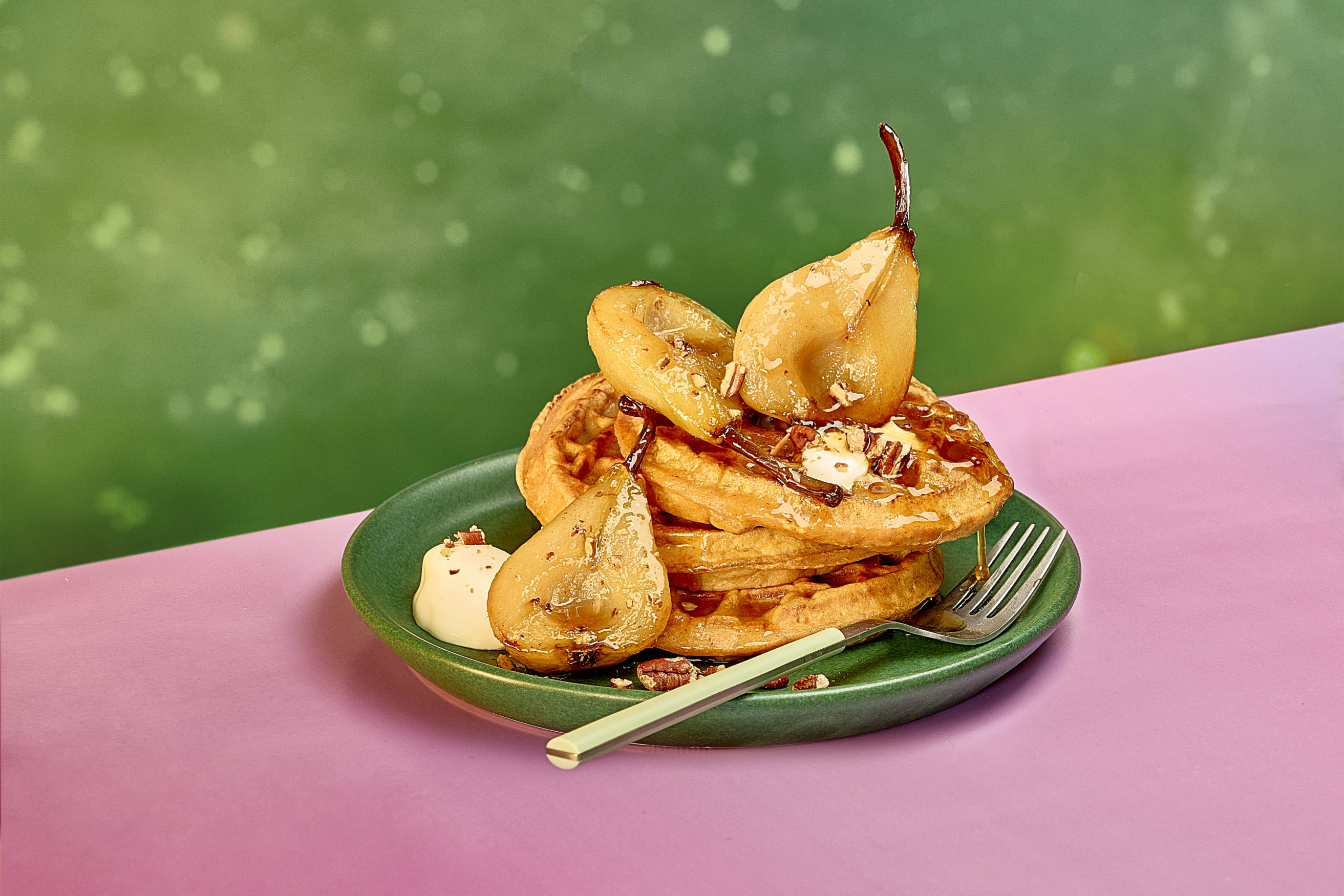 Sweet Potato Waffles with Pears Recipe