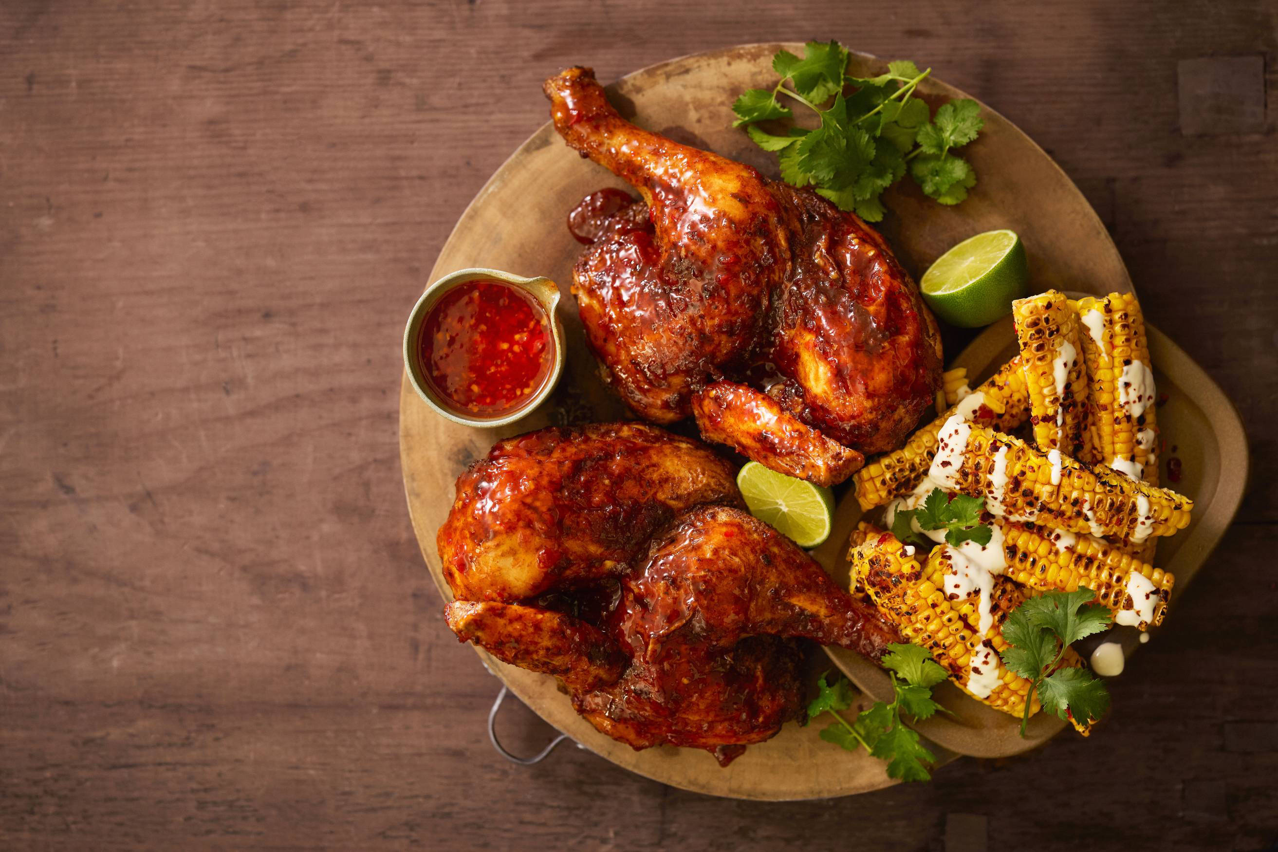 Sweet Roast Chicken with Charred Corn Ribs