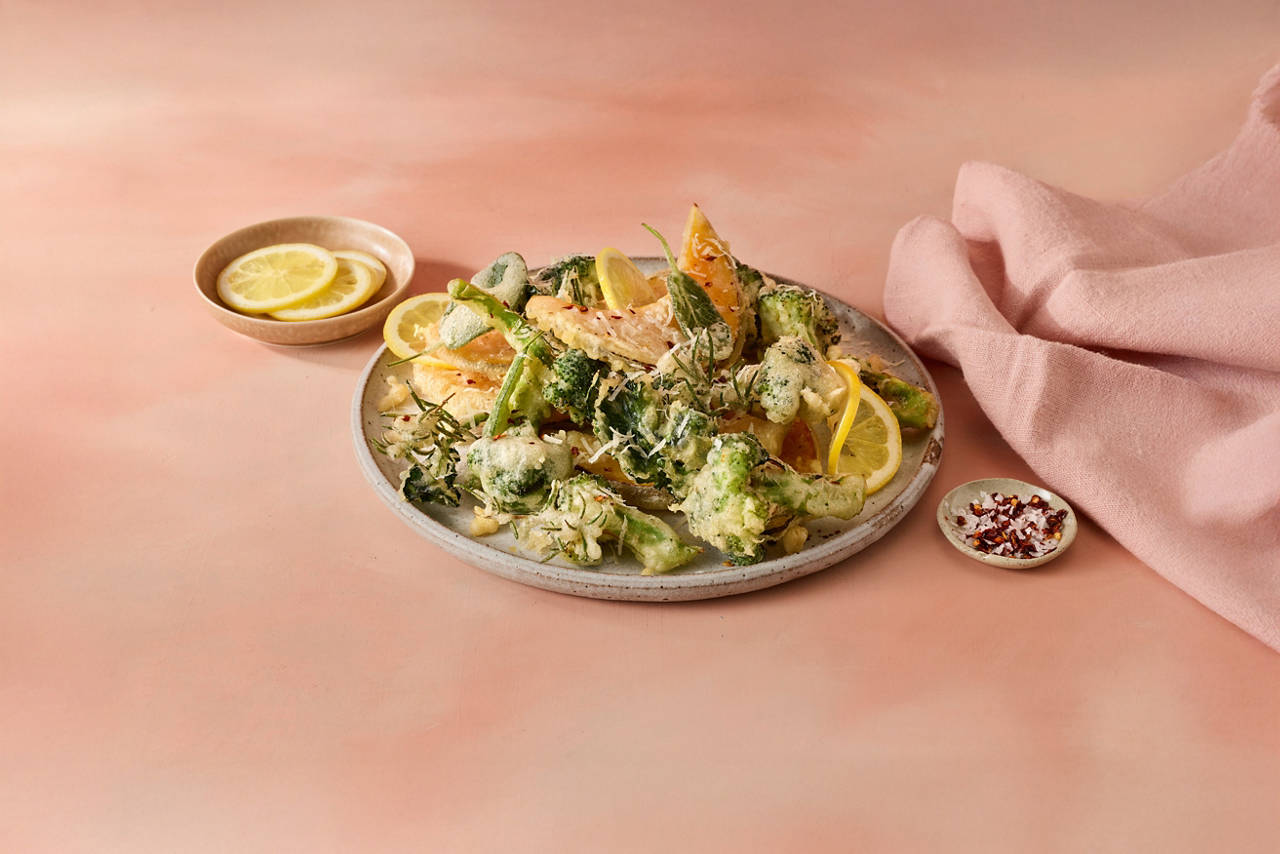 Tempura Broccoli and Pumpkin