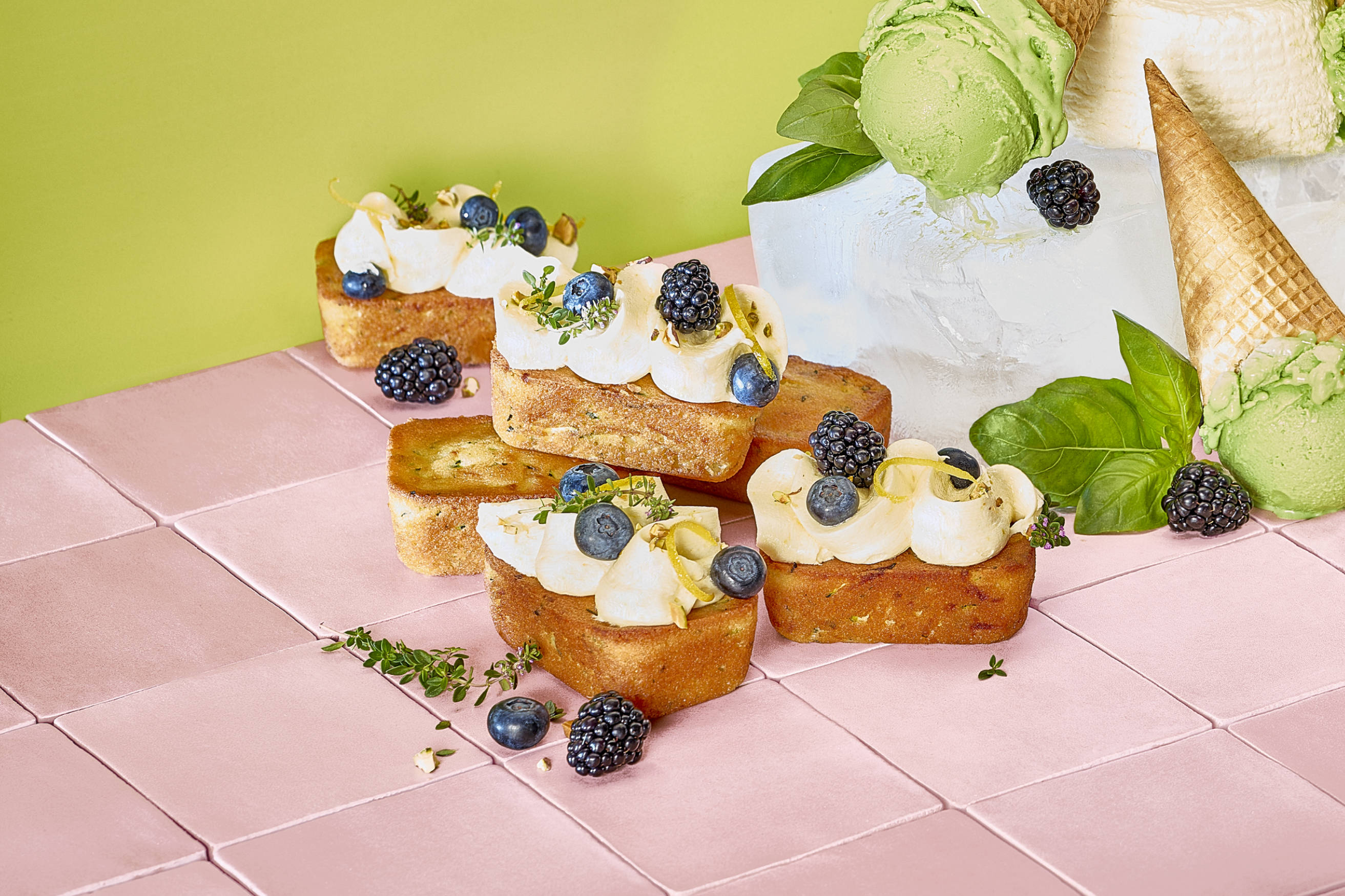 Zucchini, Thyme and Almond Bar Cakes Recipe