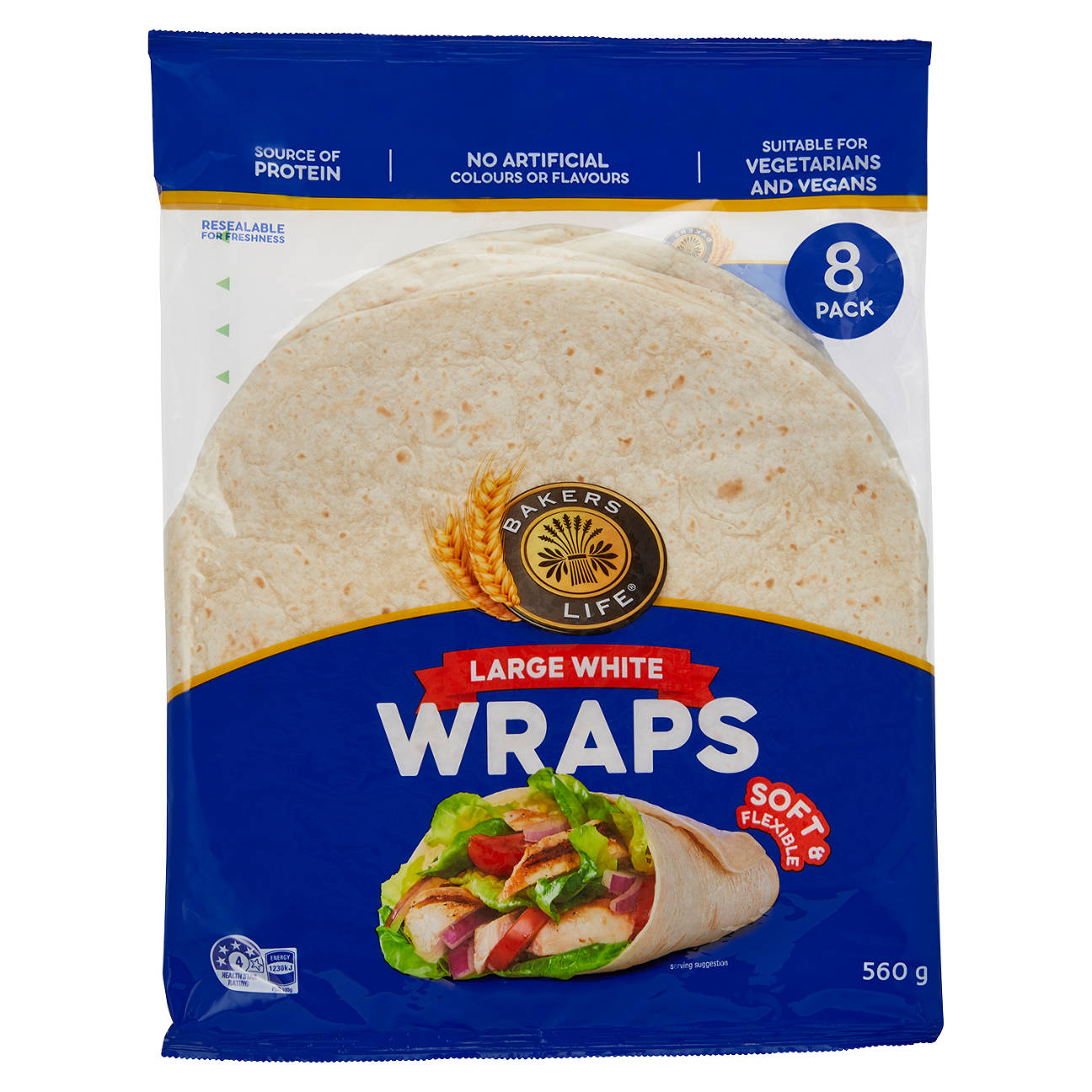 Large White Wraps 8 Pack 560g