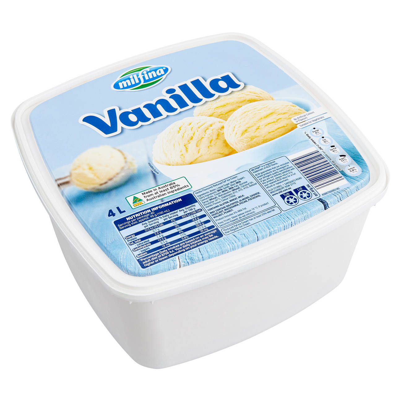 Vanilla Reduced Fat Ice Cream 4L