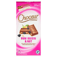 Choceur Rum Raisin & Nut Chocolate Block 200G