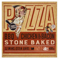 World Kitchen Stone Baked Bbq Chicken & Bacon Pizza 490G