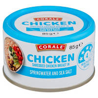 Corale Shredded Chicken Breast Springwater And Sea Salt 85G