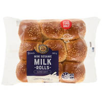 Bakers Life Mini Sesame Milk Rolls 9 Pack 360G