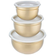 Gold Mixing Bowls with Lids 3 Piece