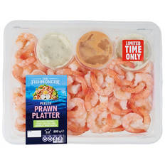 Peeled Prawn Platter with Rich Tartare, Tangy Cocktail and Aromatic Herb Sauces 800g