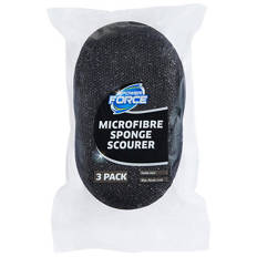 Microfibre Sponge with Scourer Black 3 Pack