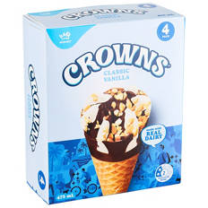 Classic Vanilla Cones 4 Pack 475ml