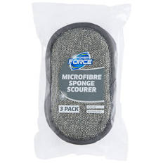 Microfibre Sponge with Scourer Grey 3 Pack