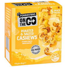 On The Go Roasted & Salted Cashews 5 Pack 175g