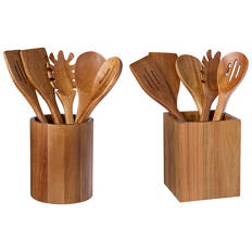 Acacia Wood Utensils with Holder