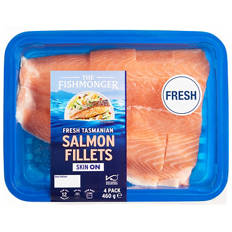 Fresh Tasmanian Salmon Fillets Skin On 4 Pack 460g