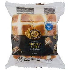 Indulgent Brioche Style Hot Cross Buns 4 Pack 300g