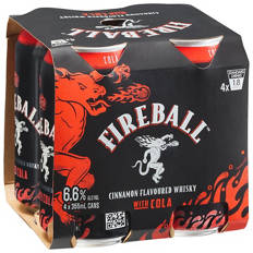 Fireball Cinnamon Whisky & Cola 4 Pack 355mL