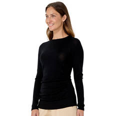 Women's Merino Wool Knit Crew Ruched Top