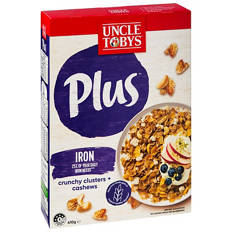 Plus Iron Crunchy Clusters and Cashews Cereal 410g