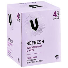 V Refresh Blackcurrant Yuzu 4 Pack 250ml
