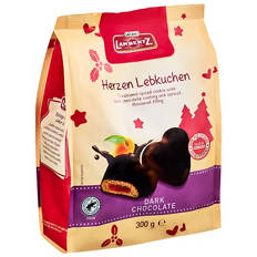 Herzen Lebkuchen Gingerbread Hearts Dark Chocolate 300g