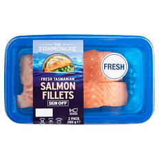 Fresh Tasmanian Salmon Fillets Skin Off 2 Pack 260g