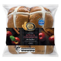 Indulgent Apple & Cinnamon Hot Cross Buns 4 Pack 300g