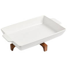 Assorted Oven to Table Bakers with Wooden Stand