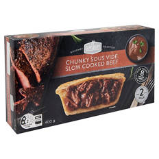 Chunky Sous Vide Slow Cooked Beef Pies 2 Pack 400g