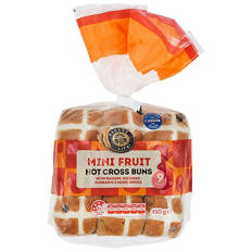 Mini Fruit Hot Cross Buns 9 Pack 450g
