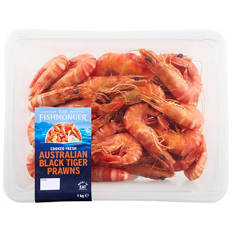 Fresh Cooked Australian Black Tiger Prawns 1kg