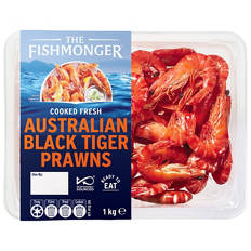 Cooked Fresh Australian Black Tiger Prawns 1kg